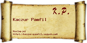 Kaczur Pamfil névjegykártya